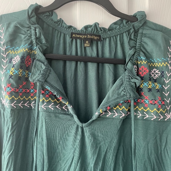 Always Indigo Teal Drawstring Sleeveless Tank NWT - Picture 3 of 7